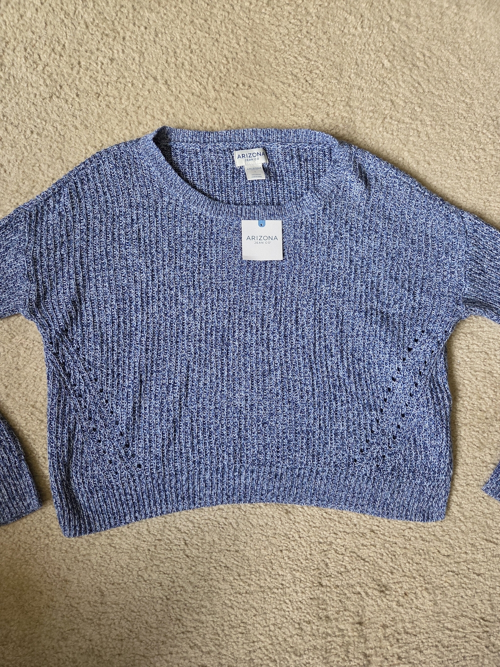 Arizona Jean Co. Blue Cropped Knit Sweater Size L